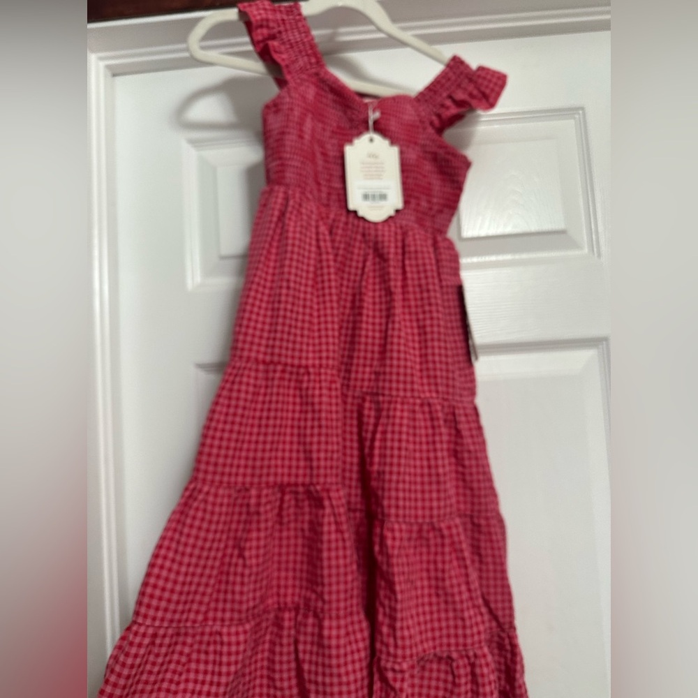 Ivy City Co Girls' mini Hailey Pink Gingham Tiered Sundress